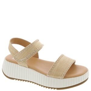 Dolce Vita Womens Franca Sandals Beige Canvas Platform Strap Casual Shoes Size 8